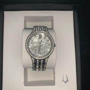 Bulova Silver crystallized Watch